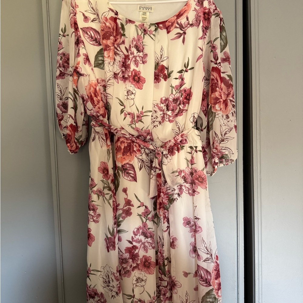 Enfocus Studio Pink and Cream Floral Dress